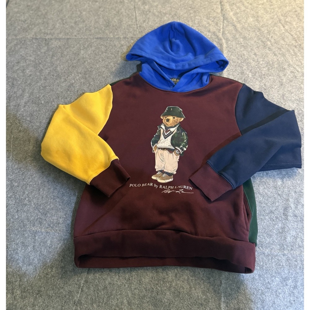 Polo Ralph Lauren Polo Bear Kids Color Block Hoodie Multicolor Size 10-12 M